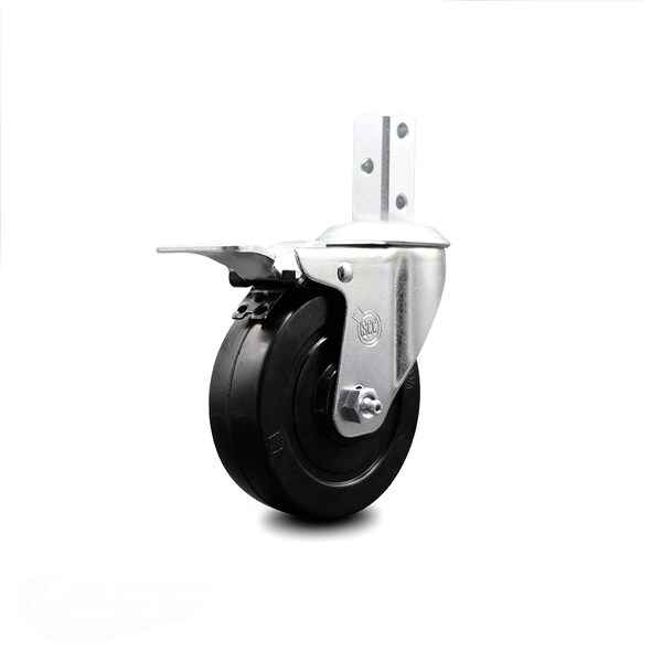 Service Caster 4 Inch Soft Rubber Swivel 3/4 Inch Square Stem Caster with Total Lock Brake SCC SCC-SQTTL20S414-SRS-34 - main
